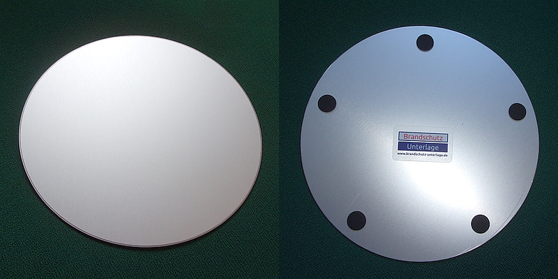 Feuerfeste Brandschutzunterlage aus Aluminium für Wasserkocher Unter- und Oberseite